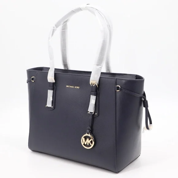 Michael Kors Voyager Leather Tote Shoulder Bag Admiral Blue Navy - Picture 5 of 16